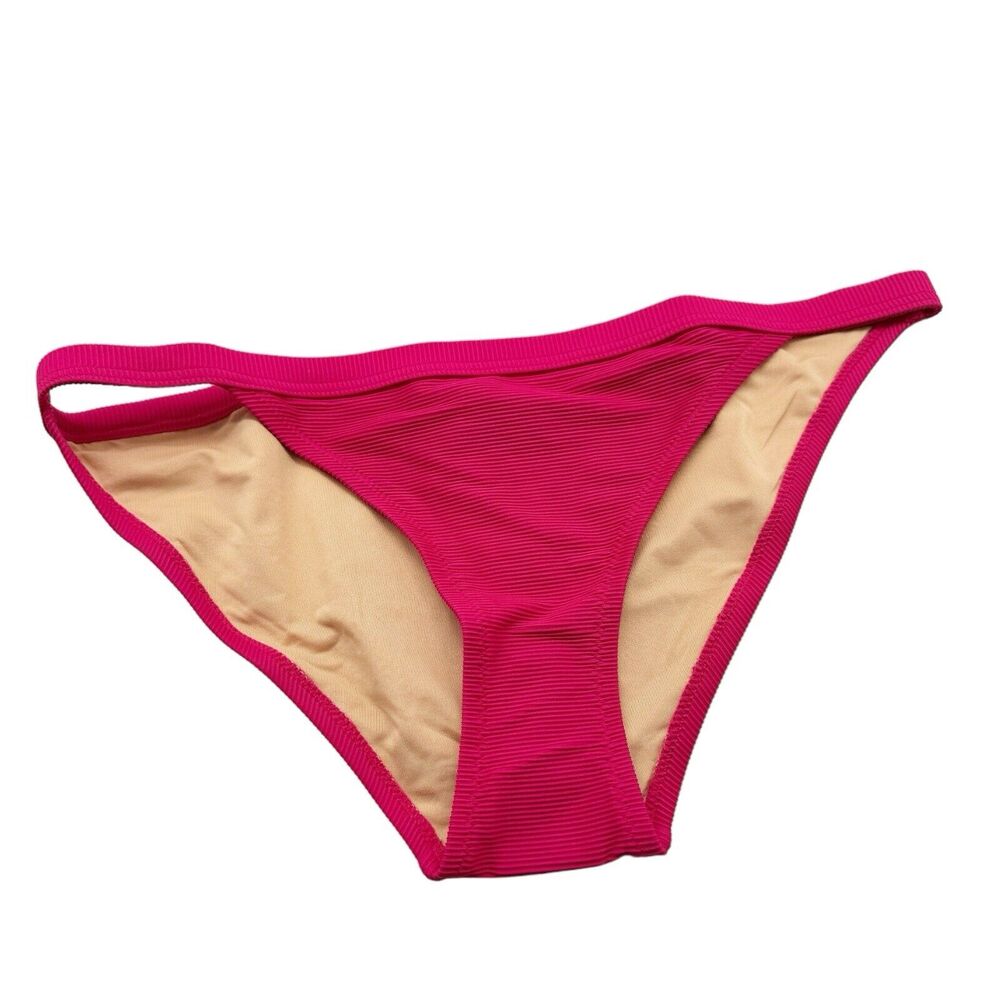 NWT J. Crew Ribbed Trim Hipster Full Coverage Pink Bikini Bottom Size Medium